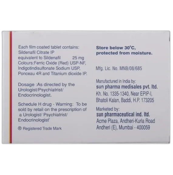 caverta 25mg tablet 4's